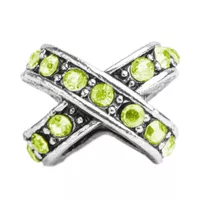 Doppelte Perle Silber - Strasssteine Grün Doppelte Perle Silber - Strasssteine Grün