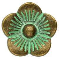 Schieber Perle Blume - Antikes Messing / Türkis Schieber Perle Blume - Antikes Messing / Türkis