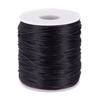 Black - 1mm - Rattail Satin Cord (90 m) Black - 1mm - Rattail Satin Cord (90 m)