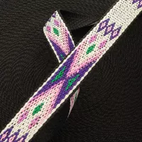 Lila 20 mm Hitched Gurtband mit Aztekenmuster Lila 20 mm Hitched Gurtband mit Aztekenmuster