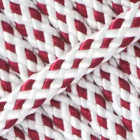 Dotted 'Red & White' PPM touw - Ø 8mm. (plat/zonder kern)