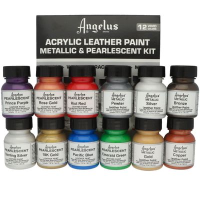 Pearlescent Metallic Paint Kit Angelus Acrylic Leather Paint